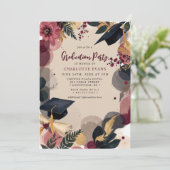 Burgundy Gold Floral Gradual Party Kaart (Staand voorkant)