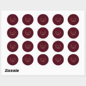 Burgundy Gold Floral Monogram Wedding Sticker (Vel)