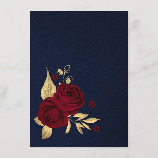 burgundy gold floral navy blue details informatiekaartje (Achterkant)