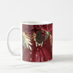 Burgundy Gold Floral Princess Quinceanera Koffiemok