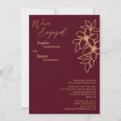 Burgundy Gold Floral We zijn Verloving Kaart (Voorkant)