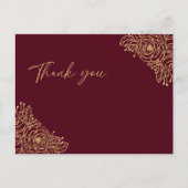 Burgundy Gold Floral Weddenschap Bedankt Briefkaar Briefkaart (Voorkant)