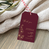 Burgundy Gold Floral Weddenschap Bedankt Gift Labe Cadeaulabel