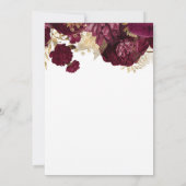 Burgundy Gold Floral Weddenschap Kaart (Achterkant)