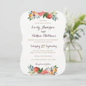 Burgundy Gold Floral Weddenschap Kaart (Staand voorkant)