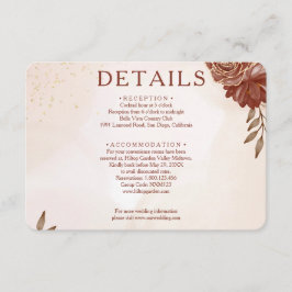 Burgundy & Gold Floral Wedding Enclosure Card Informatiekaartje