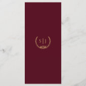 Burgundy Gold Floral Wedding Flat Menu (Achterkant)