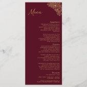 Burgundy Gold Floral Wedding Flat Menu (Voorkant)