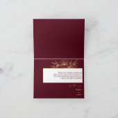 Burgundy Gold Floral Wedding Folding Hartelijk dan Bedankkaart (Binnen)