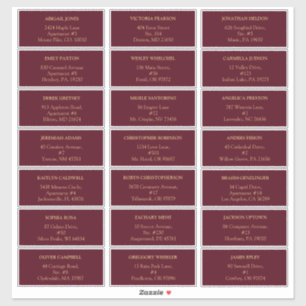 Burgundy Gold Floral Wedding Guest Adresetiketten Sticker