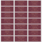 Burgundy Gold Floral Wedding Guest Adresetiketten Sticker (Voorkant)