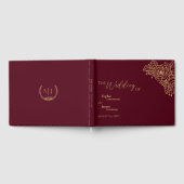 Burgundy Gold Floral Wedding Guest Book Gastenboek (Volledig)