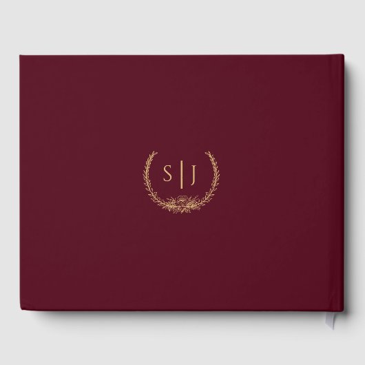 Burgundy Gold Floral Wedding Guest Book Gastenboek (Achterkant)