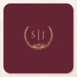 Burgundy Gold Floral Wedding Monogram Kartonnen Onderzetters<br><div class="desc">Dit bruine goudflorale onderzetter voor het bruiloft van de bruidskleur is voorzien van een prachtige, verfijnde, donkere achtergrond met elegante goudkalligrafie en gladde bloemetjes. Het jewel-toonkleurverhaal en de gouden botanische boho accentueren samen met een minimaal delicaat script creëer een regaal en romantisch modern estheticum dat een perfect evenwicht vindt tussen...</div>
