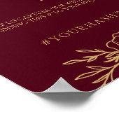 Burgundy Gold Floral Wedding Oh Poster (Hoek)