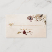 Burgundy Gold Floral Wedding Place Card Plaatskaartje (Voorkant)