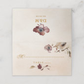 Burgundy Gold Floral Wedding Place Card Plaatskaartje (Buitenkant ongevouwen)