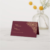 Burgundy Gold Floral Wedding Place Card Plaatskaartje (Achterkant)