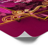 Burgundy Gold Floral Wedding Poster (Hoek)