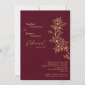 Burgundy Gold Floral Wedding Rehearsal Dinner Kaart (Voorkant)