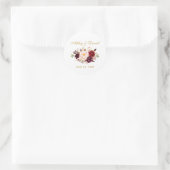 Burgundy Gold Floral Wedding Ronde Sticker (Tas)