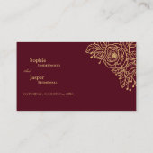 Burgundy Gold Floral Wedding Website Informatiekaartje (Achterkant)