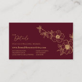 Burgundy Gold Floral Wedding Website Informatiekaartje (Voorkant)