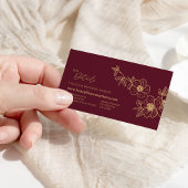 Burgundy Gold Floral Wedding Website Informatiekaartje