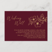 Burgundy Gold Floral Wedding Well Informatiekaartje (Voorkant)