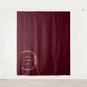 Burgundy Gold Floral Weduwfoto Achtergrond Wandkleed (Voorkant)