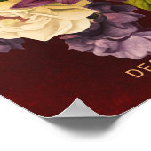 Burgundy Gold floral winter bruiloft Welkomstbord Poster (Hoek)