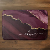 Burgundy Gold Foil Agate Geode Gold Monogram Badmat