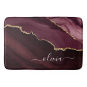 Burgundy Gold Foil Agate Geode Gold Monogram Badmat (Voorkant)