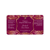 Burgundy & gold foil damask dropper bottle label (Voorkant)