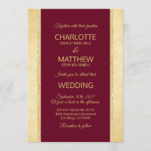 Burgundy Gold Foil Glitter Weddenschap