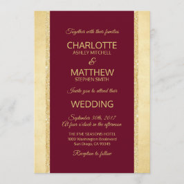 Burgundy Gold Foil Glitter Weddenschap Kaart