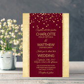 Burgundy Gold Foil Glitter Weddenschap Kaart