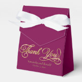 Burgundy & Gold Foil Thank You Calligraphy Wedding Bedankdoosjes (Voorkant Zijde)