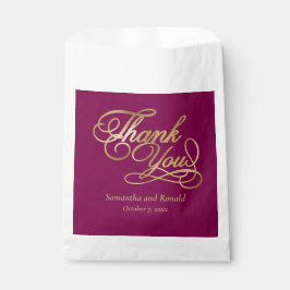 Burgundy & Gold Foil Thank You Calligraphy Wedding Bedankzakje