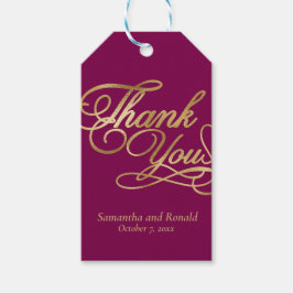 Burgundy & Gold Foil Thank You Calligraphy Wedding Cadeaulabel