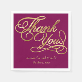 Burgundy & Gold Foil Thank You Calligraphy Wedding Servet