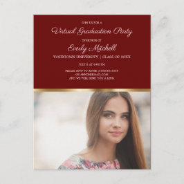 Burgundy Gold-foto van Virtual Graduation Party Briefkaart