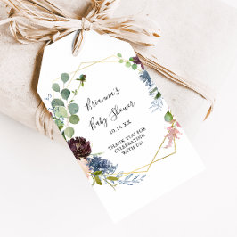 Burgundy Gold Geometric Baby shower Cadeaulabel