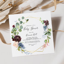 Burgundy Gold Geometric Baby shower