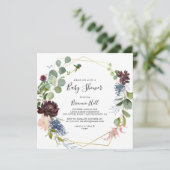 Burgundy Gold Geometric Baby shower Kaart (Staand voorkant)