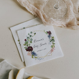 Burgundy Gold Geometric Baby shower Servet