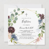 Burgundy Gold Geometric Baptisme Kaart (Voorkant)