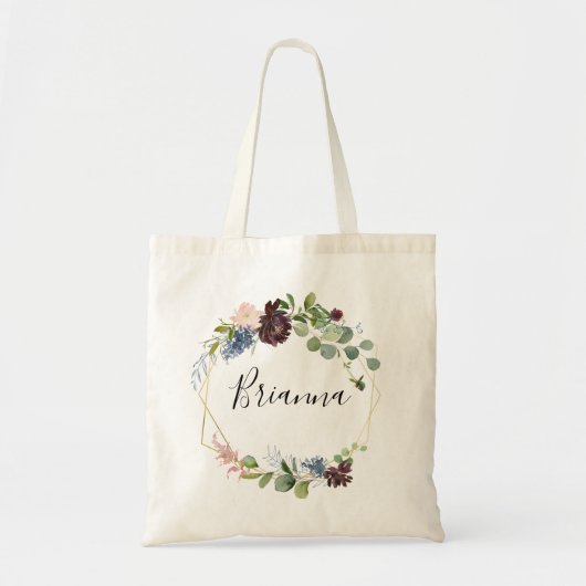 Burgundy Gold Geometric Bridesmaid Canvas tas (Voorkant)