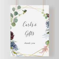 Burgundy Gold Geometric Cards and Gifts Sign