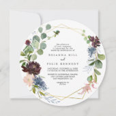 Burgundy Gold Geometric Diamond Weddenschap Kaart (Voorkant)